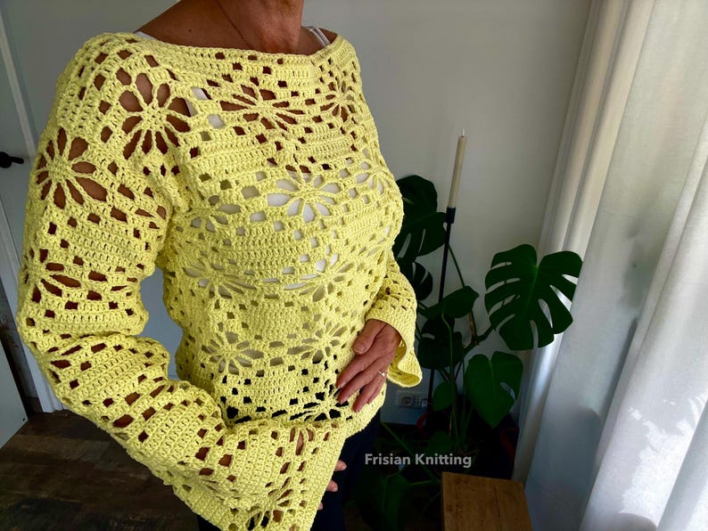 crochet pattern flower sweater