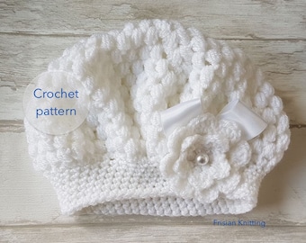 Baby beret // pattern beret // crochet baby hat // baptize beret // photo prop // c
