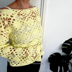 crochet pattern floral sweater
