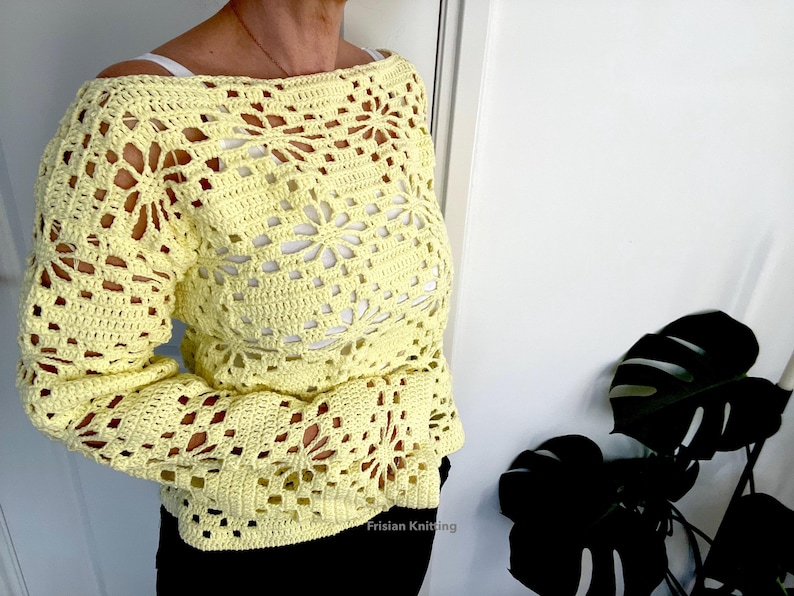crochet pattern floral sweater