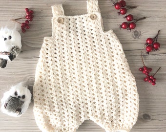 Patrón de crochet para mameluco de bebé Alice - Holandés Inglés Alemán - mameluco de crochet