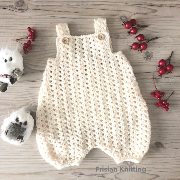 crochet pattern baby romper Alice - dungarees