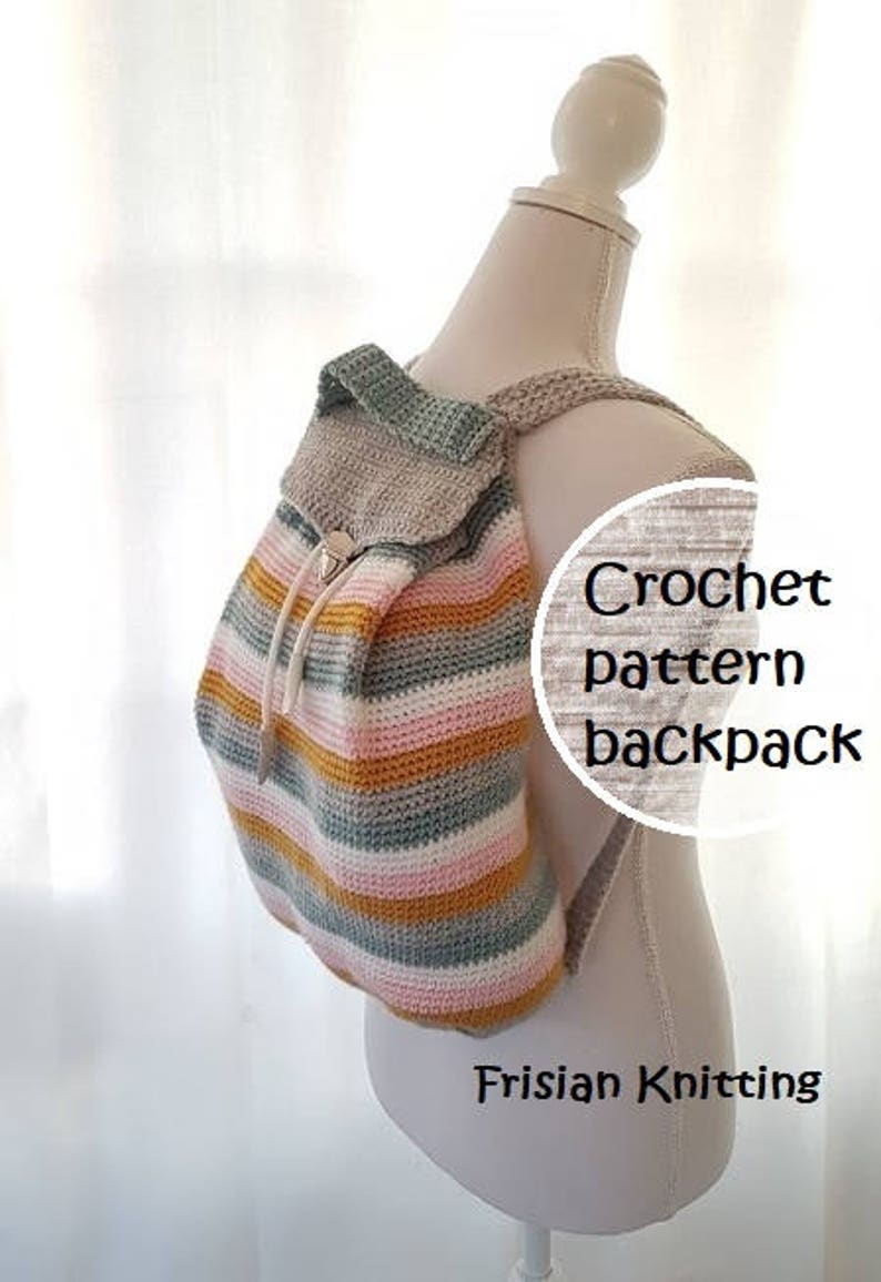 Crochet pattern backpack crochet, crochet pattern bag, crochet bag pattern, haakpatroon rugtas image 4