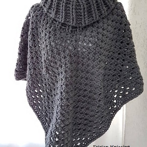 pattern poncho // chunky poncho // Shawl Scarf pattern // diy crochet // gehaakte poncho // haakpatroon // Cowl Neck Crochet Capelet zdjęcie 3