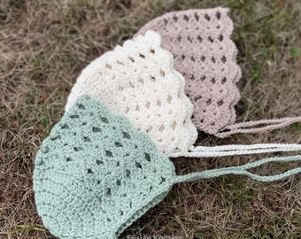 crochet pattern baby bonnet Madeline || vintage bonnet
