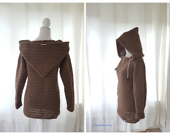 Suéter com capuz com padrão de crochê // moletom com capuz de crochê // moletom com capuz // tutorial com capuz // crochê fácil // como fazer crochê