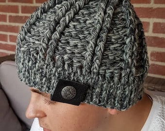 crochet pattern beanie // mens beanie // boys beanie // pattern hat // chunky hat // cable crochet hat //