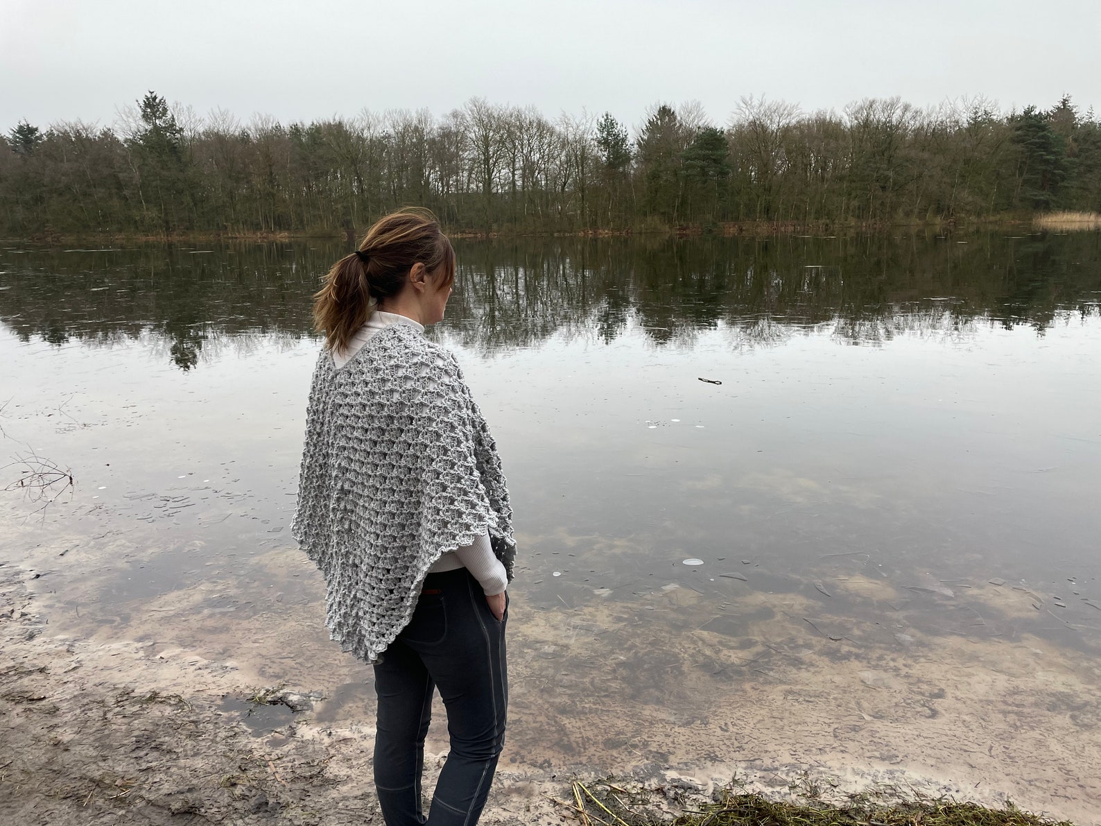 making poncho from shawl