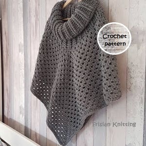 pattern poncho // chunky poncho // Shawl Scarf pattern // diy crochet // crochet poncho // crochet pattern // Cowl Neck Crochet Capelet