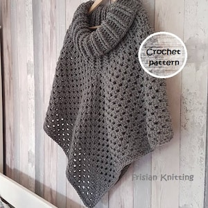 pattern poncho // chunky poncho // Shawl Scarf pattern // diy crochet // crochet poncho // crochet pattern // Cowl Neck Crochet Capelet