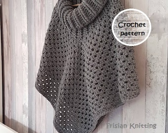 pattern poncho // chunky poncho // Shawl Scarf pattern // diy crochet // crochet poncho // crochet pattern // Cowl Neck Crochet Capelet