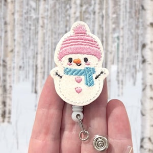 Snowman Badge Reel, Winter Badge Reel, ID Holder, Badge Clip, Badge Reel Topper  (47)