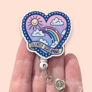 Silently Screaming Badge Reel, Internally Screaming Badge Reel, Funny Badge Reel, ID Holder, Badge Clip, Badge Reel Topper