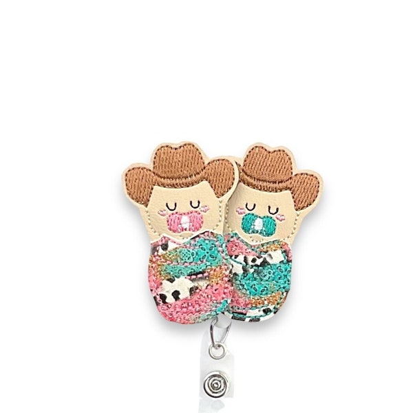 Cowboy Babies Badge Reel, Western Babies Badge Reel, Labor and Delivery Badge Reel, Swaddled Babies Badge Reel, NICU Badge Reel (1043)