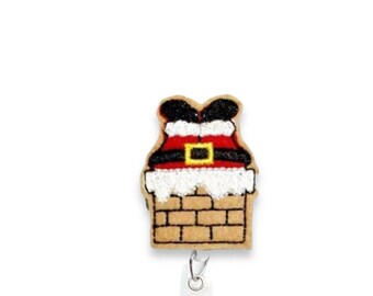 Christmas Badge Reel, Santa in Chimney Badge Reel, Santa Badge Reel,  Retractable Badge Reel, Badge Reel Topper (1036)