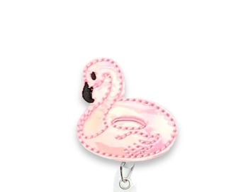 Flamingo Pool Float Badge Reel, Summer Badge Reel, Retractable Badge Reel, Badge Reel Topper (750)