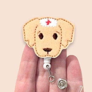 Golden Retriever Nurse Badge Reel, Golden Retriever Badge Reel, ID Holder, Badge Clip, Badge Reel Topper  (975)