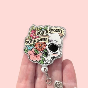 Halloween Badge Reel, Funny Halloween Badge Reel, ID Badge Pull, Name Badge Holder, Nurse Badge Reel, Interchangeable Badge Toppers
