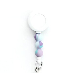 Tie Dye Purple Blue Interchangeable Badge Reel Base, Interchangeable Badge Holder, Beaded Badge Reel, Retractable Badge Reel