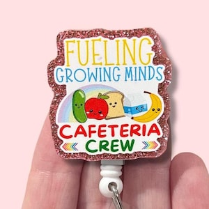 Lunch Lady Badge Reel, Cafeteria Crew Badge Reel, ID Holder, Badge Clip