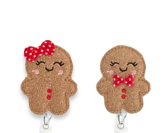 Gingerbread Man Badge Reel, Christmas Badge Reel, Gingerbread Badge Reel, Retractable Badge Reel, Badge Reel Topper