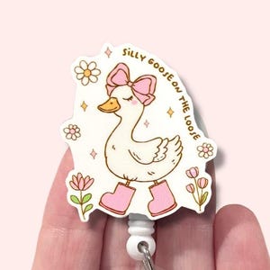 Silly Goose Badge Reel, Silly Goose On The Loose Badge Reel, ID Holder, Badge Clip, Badge Reel Topper