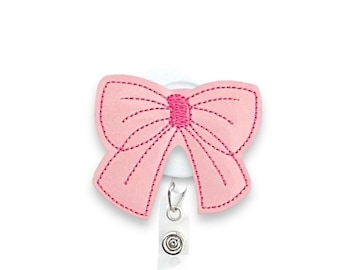 Pink Bow Badge Reel, Coquette Bow Badge Reel, Pretty Bow Badge Reel, Girly Bow Badge Reel, Retractable Badge Reel, Badge Reel Topper