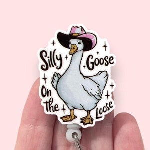 Silly Goose Badge Reel, Silly Western Goose Badge Reel, ID Holder, Badge Clip, Badge Reel Topper
