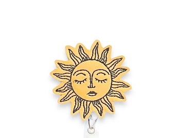 Sun Badge Reel, Sunshine Badge Reel, Sunny Badge Reel, Celestial Sun Badge Reel, Retractable Badge Reel, Badge Reel Topper (161)