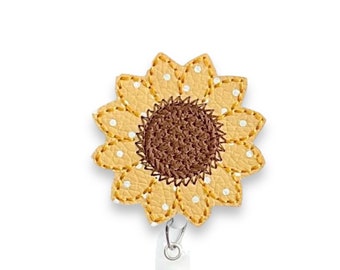 Sunflower Badge Reel, Flower Badge Reel, Retractable Badge Reel, Badge Reel Topper (1361)