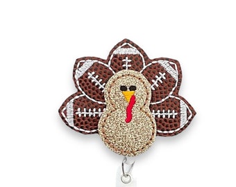 Football Turkey Badge Reel, Thanksgiving Badge Reel, Fall Badge Reel, Turkey Badge Reel, Retractable Badge Reel, Badge Reel Topper (1129)