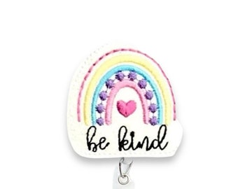 Be Kind Rainbow Badge Reel, Be Kind Badge Reel, Retractable Badge Reel, Badge Reel Topper (926)