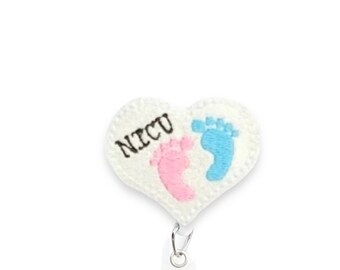 NICU Badge Reel, Baby Feet Badge Reel, Retractable Badge Reel, Badge Reel Topper (915)