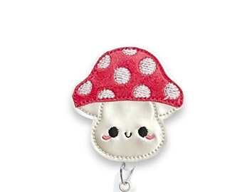 Mushroom Badge Reel, Toadstool Badge Reel, Retractable Badge Reel, Badge Reel Topper (737)