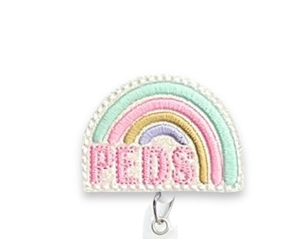 PEDS Badge Reel, PEDS Rainbow Badge Reel, Pediatric Badge Reel, Retractable Badge Reel, Badge Reel Topper (1148)