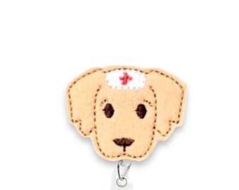 Golden Retriever Nurse Badge Reel, Golden Retriever Badge Reel, Retractable Badge Reel, Badge Reel Topper  (975)