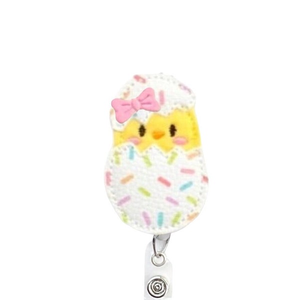 Easter Spring Chick Badge Reel, Easter Badge Reel, Chick In Egg Badge Reel, Retractable Badge Reel, Badge Reel Topper (899)