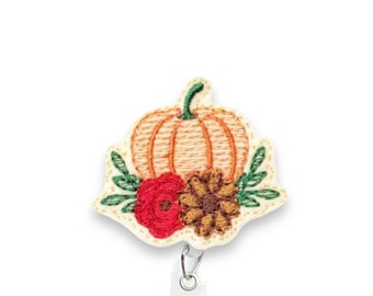 Fall Harvest Pumpkin Badge Reel, Fall Badge Reel, Pumpkin Badge Reel, Retractable Badge Reel, Badge Reel Topper (313)