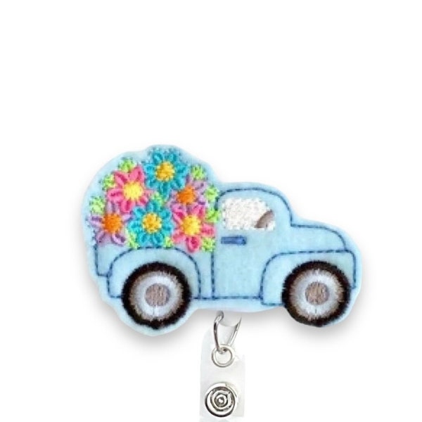 Flower Truck Badge Reel, Summer Badge Reel, Flower Badge Reel, Retractable Badge Reel, Badge Reel Topper  (722)