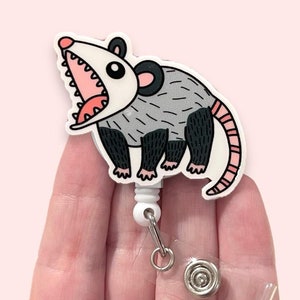 Possum Badge Reel, Silently Screaming Badge Reel, Opossum Badge Reel, ID Holder, Badge Clip, Badge Reel Topper