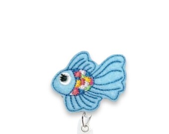 Fish Badge Reel, Rainbow Fish Badge Reel, ID badge, Retractable Badge Reel, Badge Reel Topper (467)