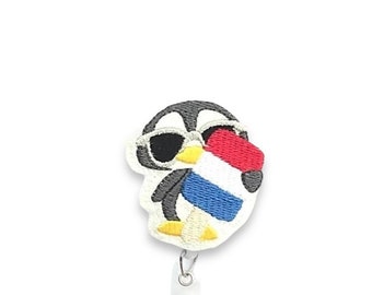 Penguin Badge Reel, Summer Badge Reel, Patriotic Badge Reel, Retractable Badge Reel, Badge Reel Topper (290)