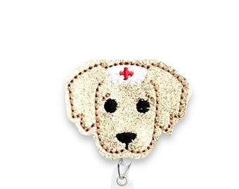 Golden Retriever Nurse Badge Reel, Golden Retriever Badge Reel, Retractable Badge Reel, Badge Reel Topper (589)