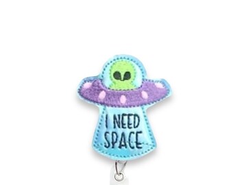 Alien Badge reel, UFO Badge Reel, I Need Space Badge Reel, UFO Spaceship Badge Reel, Retractable Badge Reel, Badge Reel Topper (548)