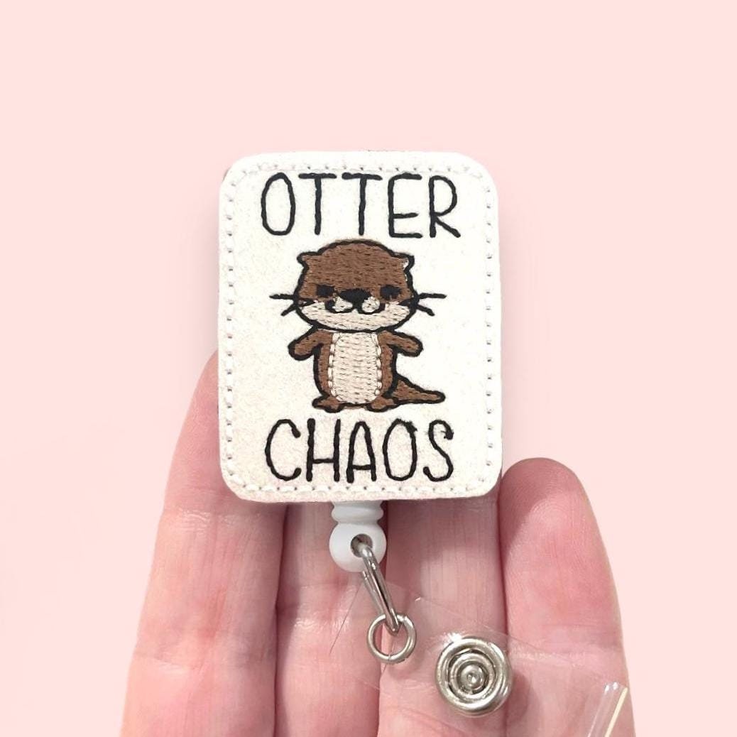 Otter Badge Reel, Otter Chaos Badge Reel, Funny Badge Reel, ID Holder, Badge Clip, Badge Reel Topper (684)