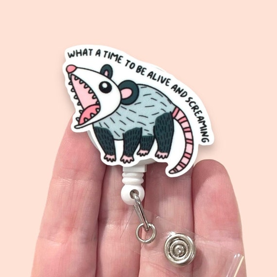 Embrace Chaos Opossum Badge Reel For Nurses & Medical Workers - Retractable ID Holder With Alligator Clip - View #6