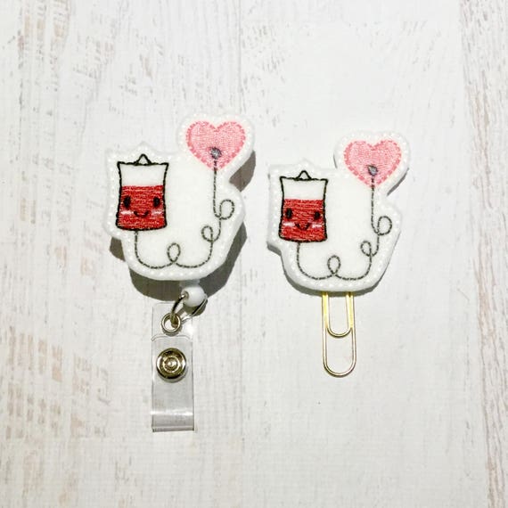 Blood Donor Iv Bag Badge Reel Planner Clip Id Holder Etsy