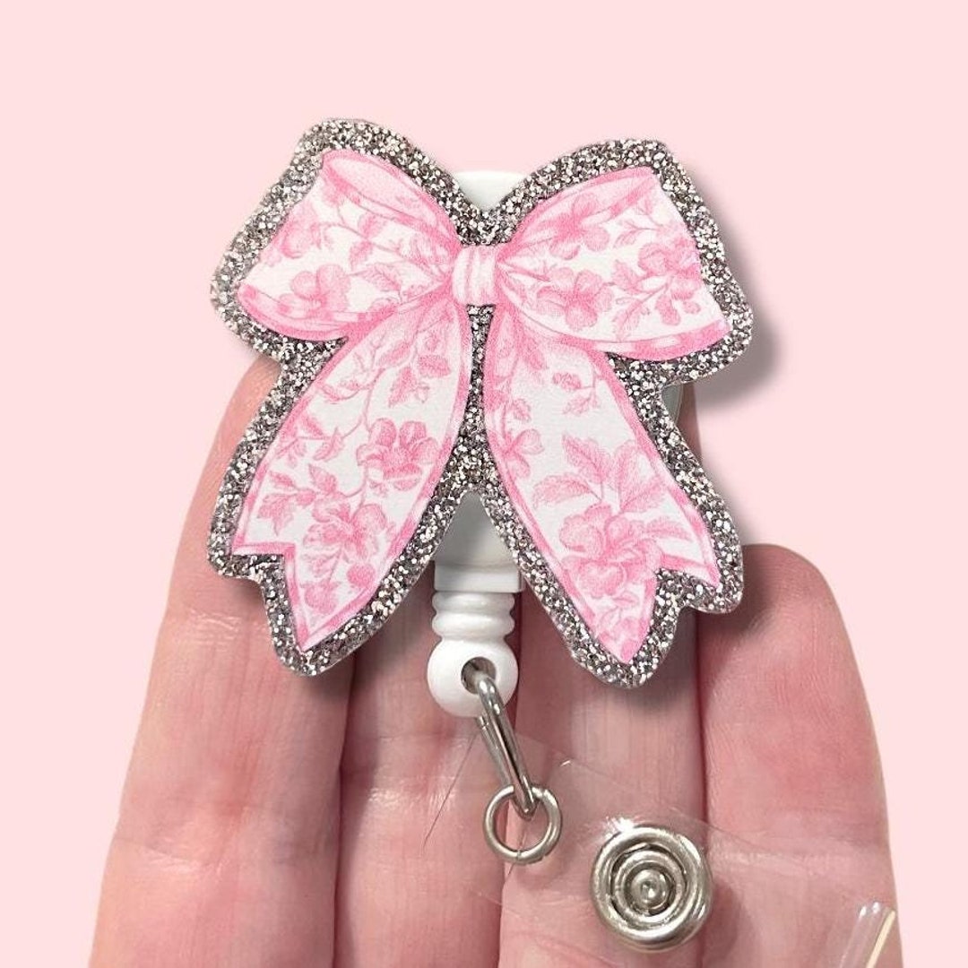 Pink Bow Badge Reel, Coquette Bow Badge Reel, Pretty Bow Badge Reel - Etsy