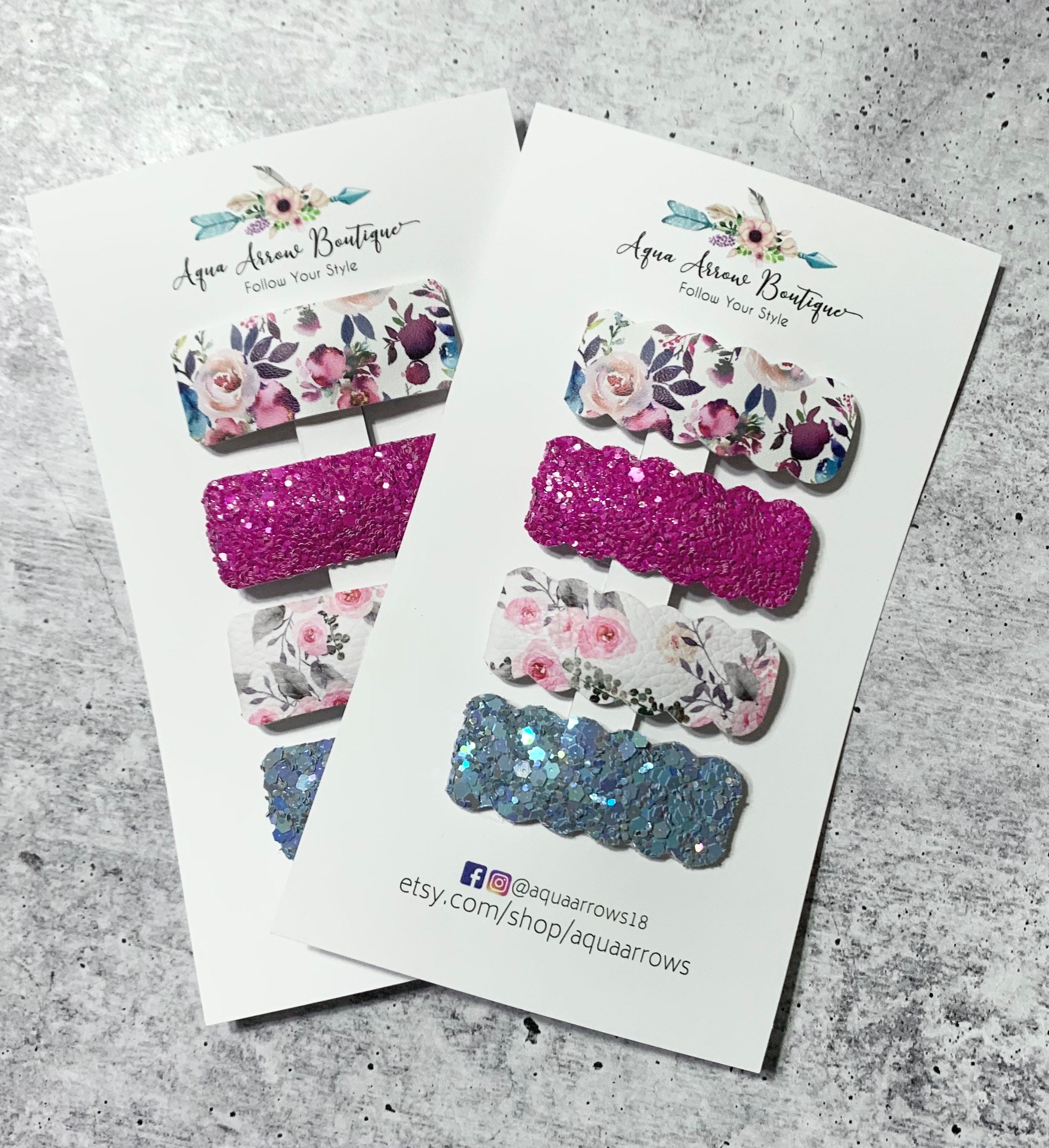 Spring Snap Clips Fuchsia and Blue Glitter Floral Snap Clips Etsy UK