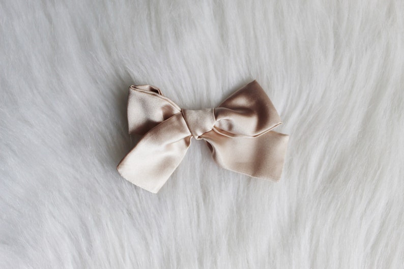 Gold Rose Gold Linen Fabric School Girl Hair Bow Clips Etsy
